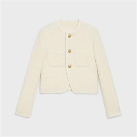 celine white tweed jacket|celine luxury wool jacket.